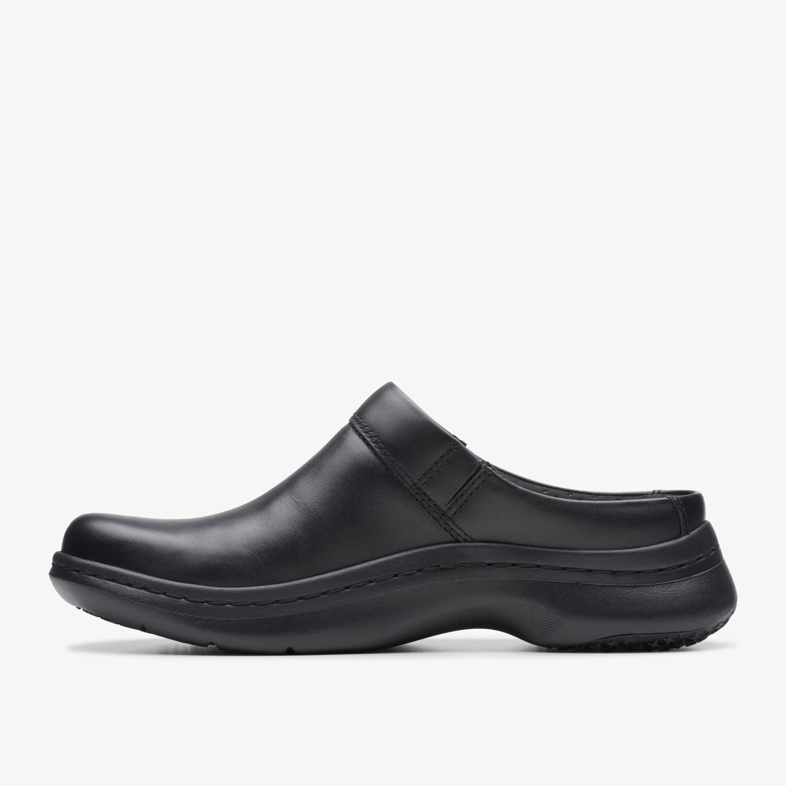 Clarks Pro Clog Black Leather Cheap