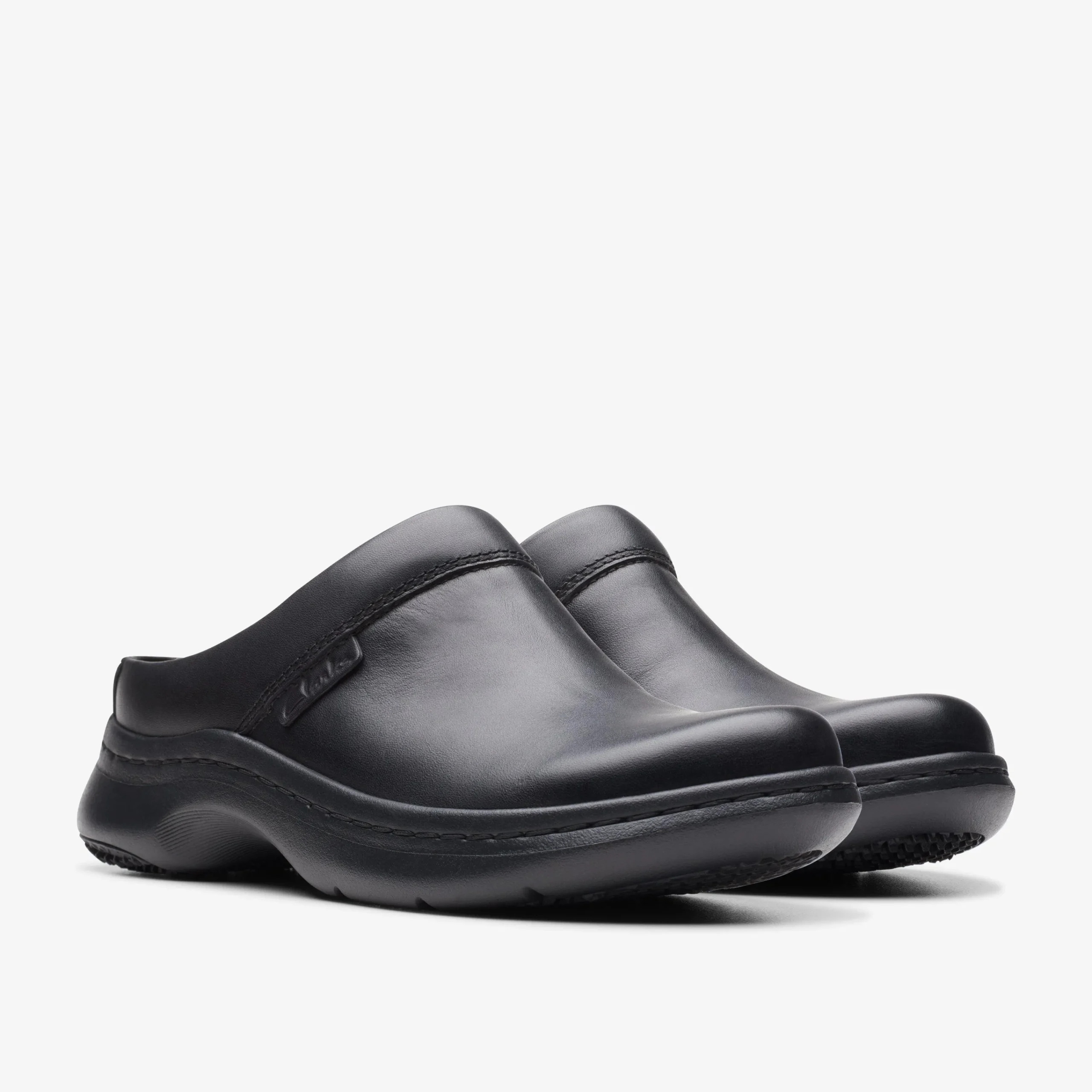 Clarks Pro Clog Black Leather Cheap